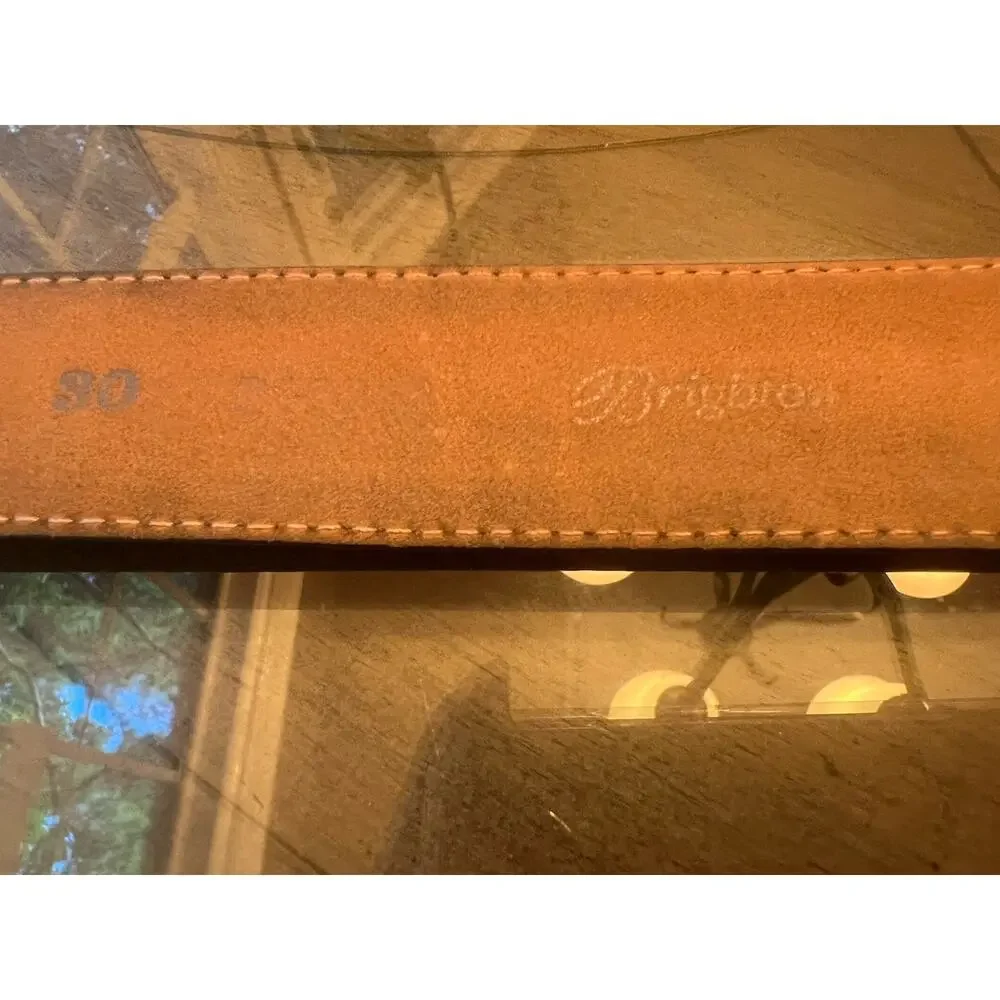 Brighton Brown Leather Belt M 30 Ornate Silver Scroll Buckle Vintage